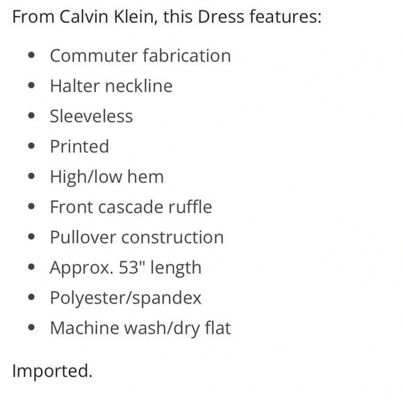 Calvin Klein Halter Neckline Hi/Low Hem Sleeveless Dress - NWT - Size 12 - Picture 11 of 13